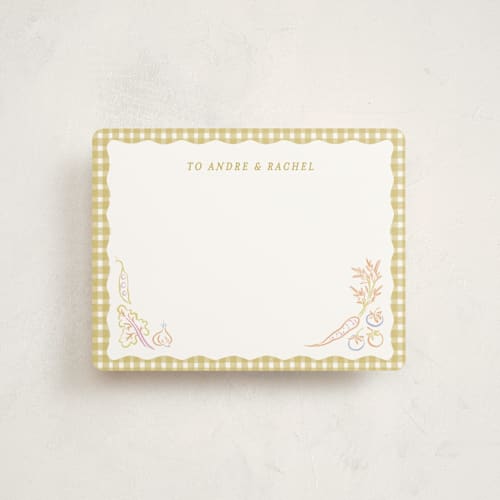 This is a olive baby shower insert cards with standard by Natalie Rae called veggie patch printing on signature in standard