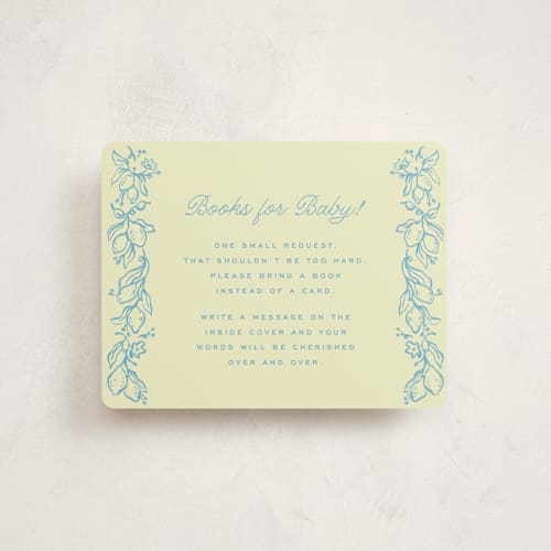 This is a lemonade baby shower insert cards with standard by Pati Cascino called ciao baby printing on signature in standard