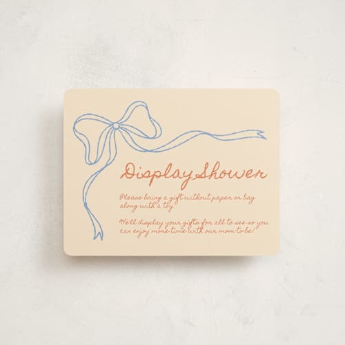 This is a citrus sky baby shower insert cards with standard by Zove Ahhh called ribbon of joy printing on signature in standard