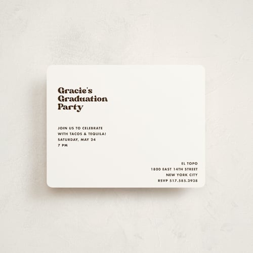 This is a espresso graduation insert cards with standard by Megan Davis called vinyl printing on signature in standard