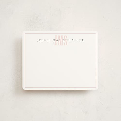 This is a coral kids thank you cards notes with standard by Erin Hodges called classic monogram printing on signature in standard