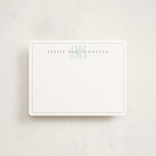 This is a moss kids thank you cards notes with standard by Erin Hodges called classic monogram printing on signature in standard