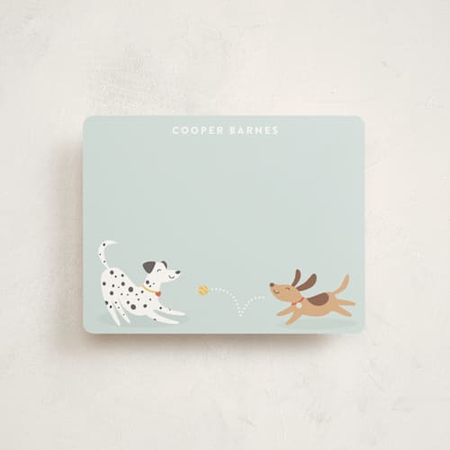 This is a sky kids thank you cards notes with standard by Susan Asbill called playful pups printing on signature in standard