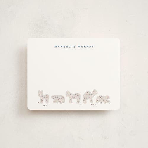 This is a royal icing kids thank you cards notes with standard by Jennifer Postorino called animal cracker parade printing on signature in standard