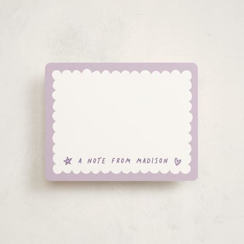 This is a orchid kids thank you cards notes with standard by Hooray Creative called scallop border printing on signature in standard