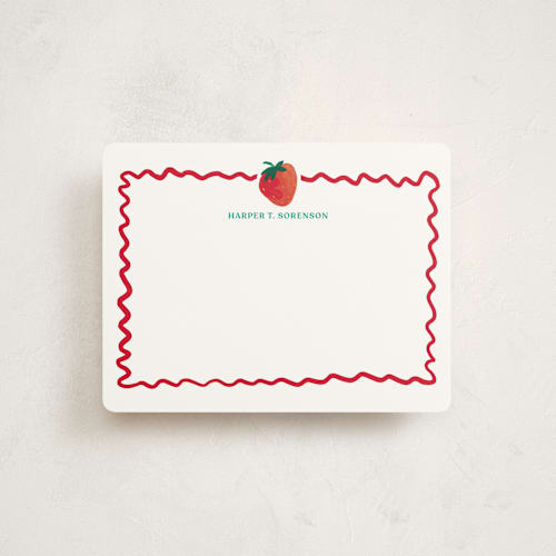 This is a strawberry kids thank you cards notes with standard by Erika Firm called sweet berry printing on signature in standard