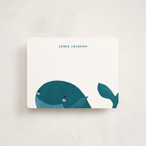 This is a snow kids thank you cards notes with standard by Adelyn T. called mr whale printing on signature in standard