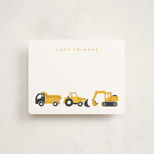 This is a sunshine kids thank you cards notes with standard by Snow and Ivy called big truck parade printing on signature in standard