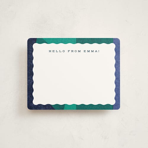 This is a gemstones kids thank you cards notes with standard by Carrie Moradi called scallops and swoops printing on signature in standard