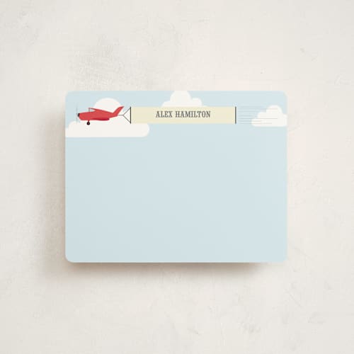 This is a pale carmine kids thank you cards notes with standard by Ann Gardner called in the clouds printing on signature in standard