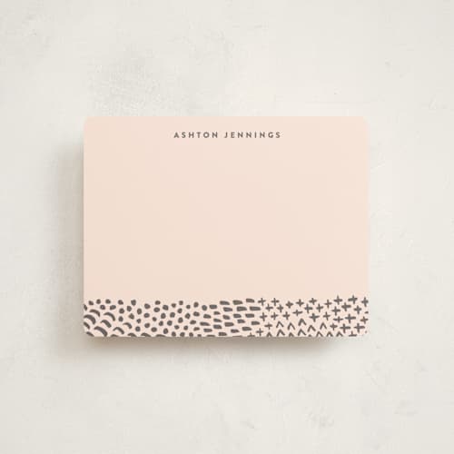 This is a taupe kids thank you cards notes with standard by Hooray Creative called handdrawn pattern printing on signature in standard