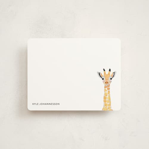 This is a midnight kids thank you cards notes with standard by Cass Loh called baby animal giraffe printing on signature in standard