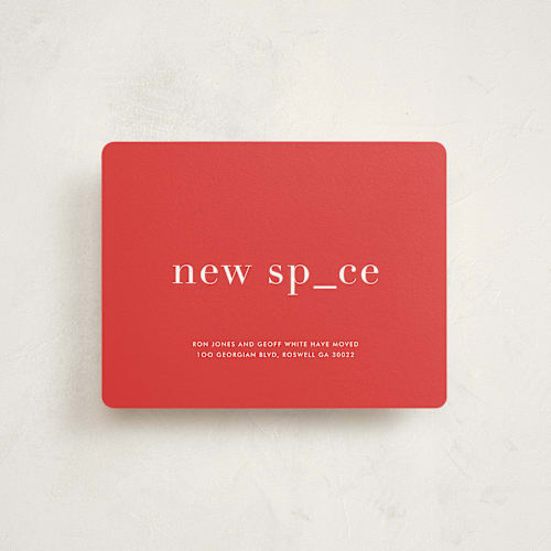This is a cherry moving announcements by kelli hall called new place, new space printing on signature in standard