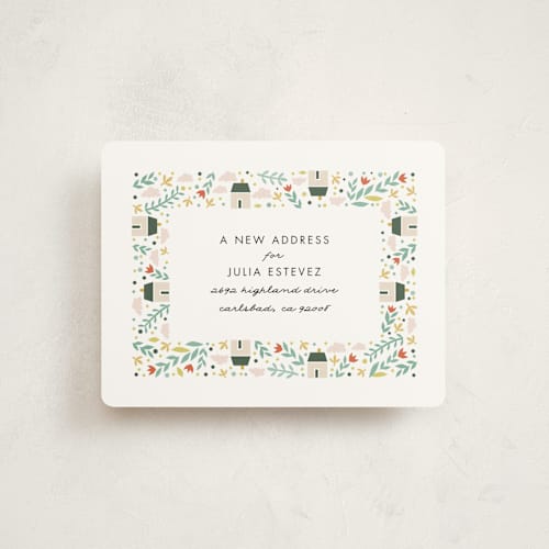 This is a forest moving announcements by Monica Schafer called little village printing on signature in standard