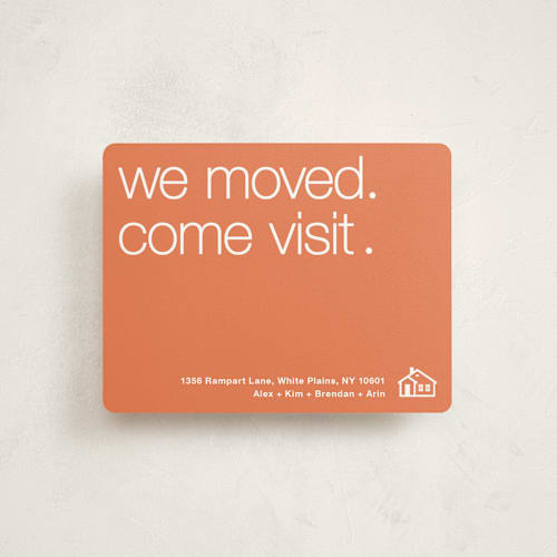 This is a orange dream moving announcements by Amanda Larsen Design called we've moved. come visit. printing on signature in standard