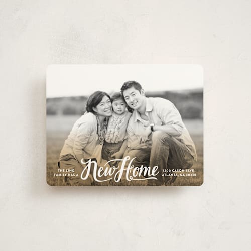 This is a rust moving announcements with standard by Kristen Smith called new home here we come printing on signature in standard