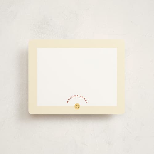 This is a sunny personalized stationery thank you cards with standard by Blustery August called happiness printing on signature in 4.25x5.5