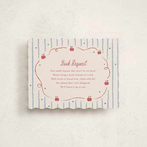 This is a picnic baby shower insert cards with standard by Carolyn MacLaren called apple of my eye printing on signature in standard