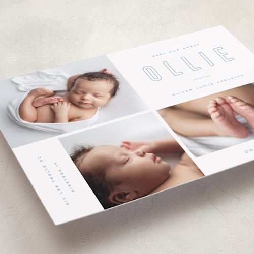 This is a sky birth announcements with standard by Kristie Kern called sweet gallery printing on smooth signature in standard
