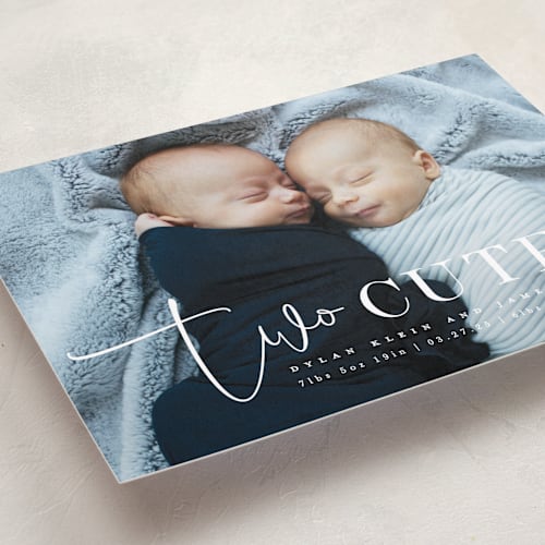 This is a silk birth announcements with standard by Creo Study called two cute printing on smooth signature in standard