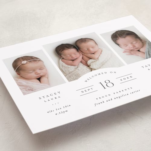 This is a slate birth announcements with standard by Hooray Creative called twinsies printing on smooth signature in standard