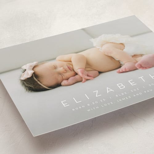 This is a sugar birth announcements with standard by Juneau Designs called sweet love printing on smooth signature in standard