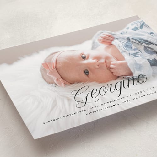 This is a galaxy birth announcements with standard by chocomocacino called cupcake printing on smooth signature in standard