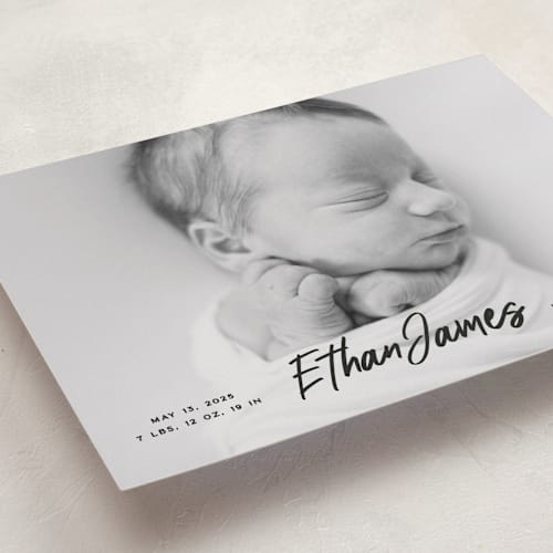 This is a volcano birth announcements with standard by Owl and Toad called just the facts printing on smooth signature in standard