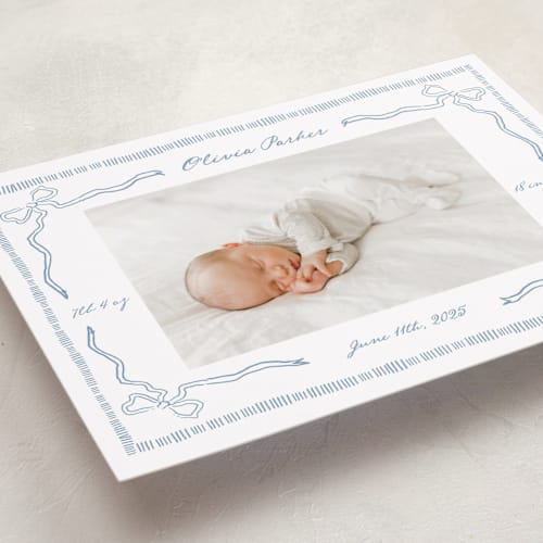 This is a sky birth announcements with standard by Jelena Vuletic called arabella printing on smooth signature in standard