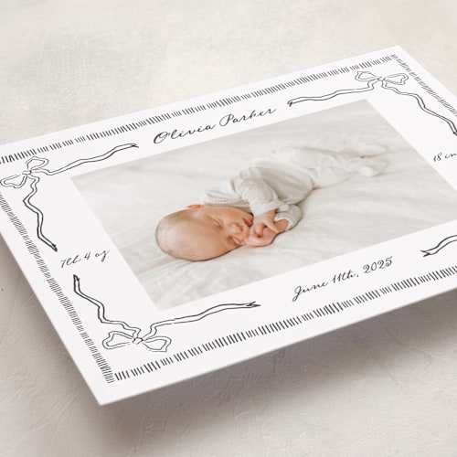 This is a stone birth announcements with standard by Jelena Vuletic called arabella printing on smooth signature in standard