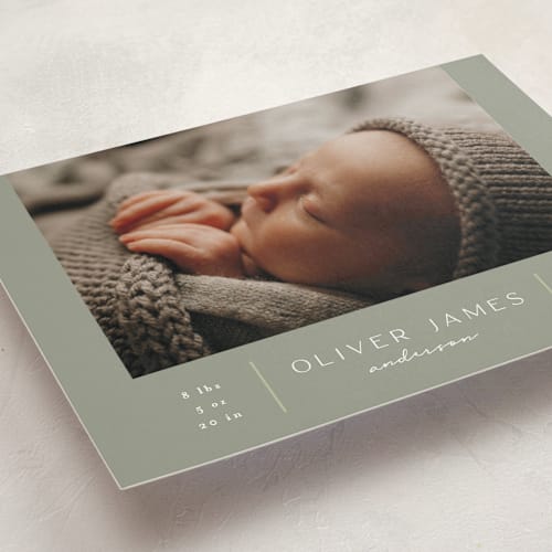 This is a shamrock birth announcements with standard by Iveta Angelova called new day printing on recycled smooth signature in standard