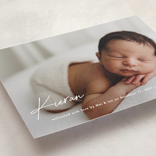This is a marshmallow birth announcements with standard by chocomocacino called raclette printing on smooth signature in standard