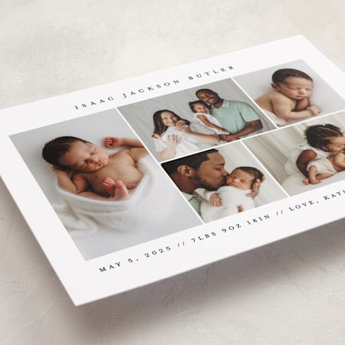 This is a evergreen birth announcements with standard by Jennifer Postorino called minimalist printing on recycled smooth signature in standard