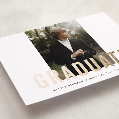 This is a cloud graduation announcements with foil pressed by Sara Hicks Malone called jax printing on recycled smooth signature in standard