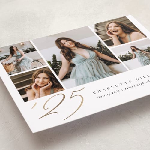 This is a onyx graduation announcements with foil pressed by Olivia Raufman called serene collage printing on recycled smooth signature in standard