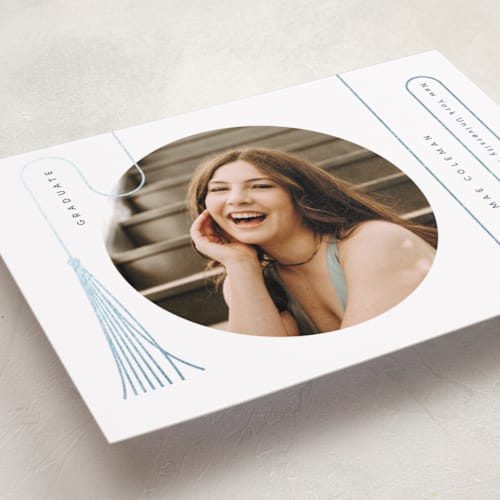This is a snow graduation announcements with foil pressed by letterfix called tale of tassel printing on recycled smooth signature in standard