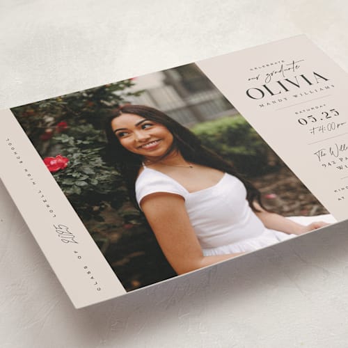 This is a petal graduation invitations with standard by Orasie called invitation with photo printing on recycled smooth signature in standard