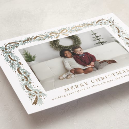 This is a snowflake foil pressed holiday cards with foil pressed by Petra Kern called timeless printing on recycled smooth signature in standard