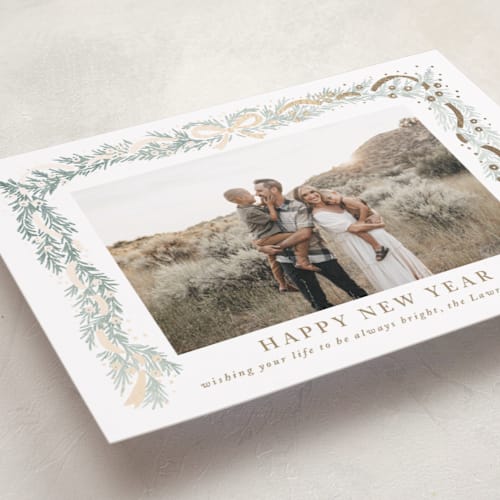 This is a snowflake foil pressed holiday cards with foil pressed by Petra Kern called timeless printing on recycled smooth signature in standard