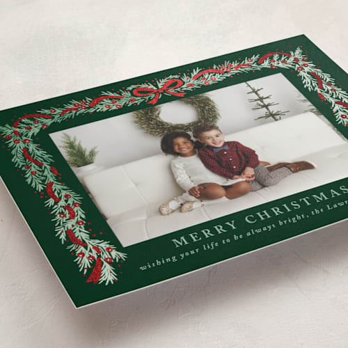 This is a pine foil pressed holiday cards with foil pressed by Petra Kern called timeless printing on recycled smooth signature in standard