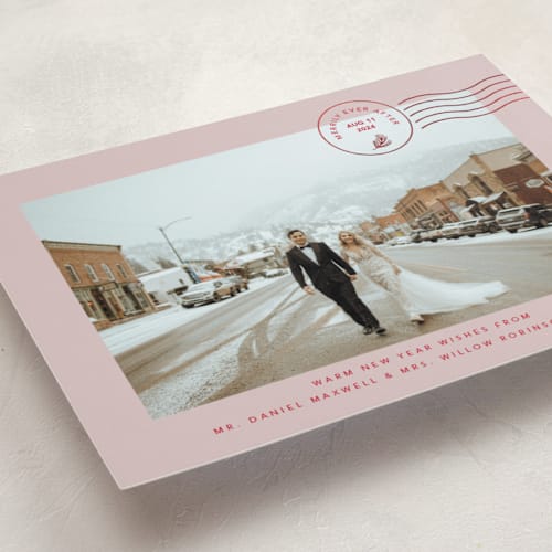 This is a gumdrop foil pressed holiday cards with foil pressed by Kate Ross called postcard printing on recycled smooth signature in standard