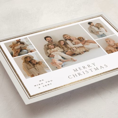 This is a dove foil pressed holiday cards with foil pressed by Amy Kross called lockley printing on recycled smooth signature in standard