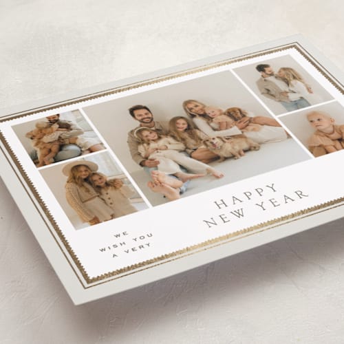 This is a dove foil pressed holiday cards with foil pressed by Amy Kross called lockley printing on recycled smooth signature in standard
