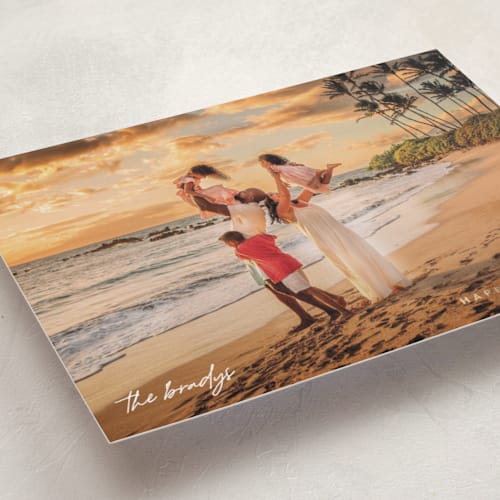 This is a pearl foil pressed holiday cards with foil pressed by Pixel and Hank called minimize printing on recycled smooth signature in standard