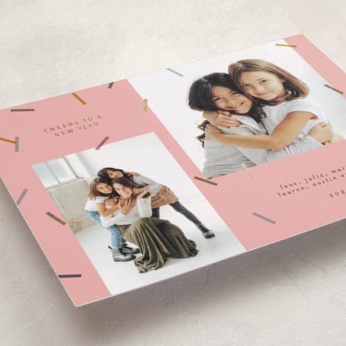 This is a bubblegum foil pressed holiday cards with foil pressed by Pati Cascino called sparks! printing on recycled smooth signature in standard
