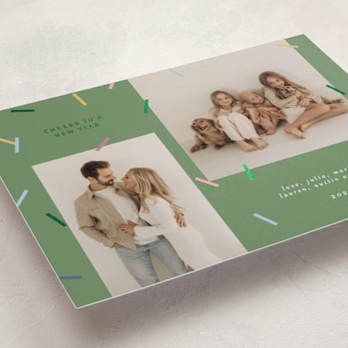 This is a pine foil pressed holiday cards with foil pressed by Pati Cascino called sparks! printing on recycled smooth signature in standard