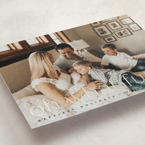 This is a night foil pressed holiday cards with foil pressed by Carolyn Nicks called fun! printing on recycled smooth signature in standard
