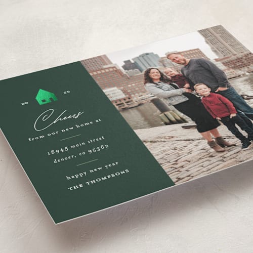This is a pine tree foil pressed holiday cards with foil pressed by Ashlee Townsend called new year house printing on recycled smooth signature in standard