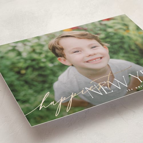 This is a cloud foil pressed holiday cards with foil pressed by Carolyn Nicks called a special happiness printing on recycled smooth signature in standard