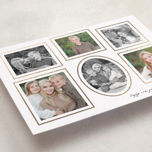 This is a opal foil pressed holiday cards with foil pressed by Emily Betts called gallery printing on recycled smooth signature in standard